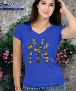 New York Yankees Camo Logo V Neck TShirt