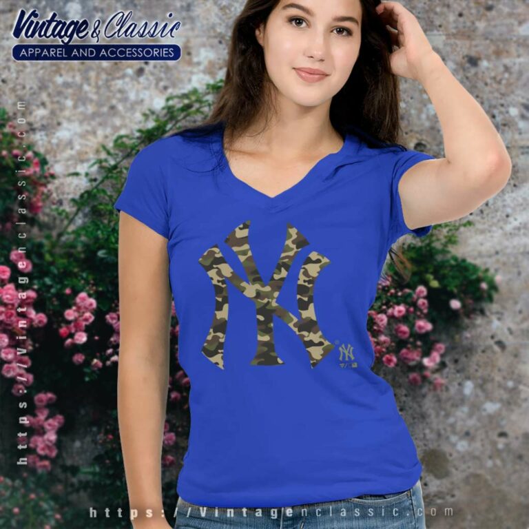 New York Yankees Camo Logo V Neck TShirt New York Yankees Camo Logo V Neck TShirt