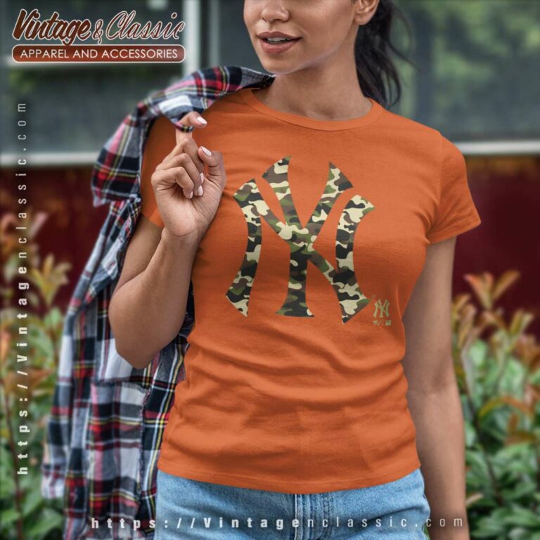 New York Yankees Camo Logo Women TShirt New York Yankees Camo Logo Women TShirt