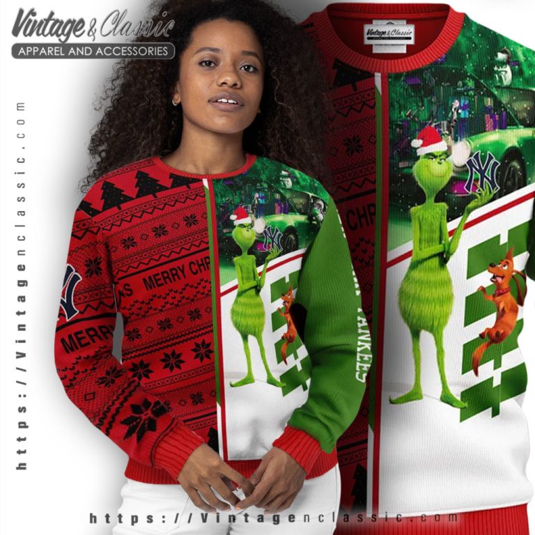 New York Yankees Grinch Ugly Christmas Sweater Women Ugly Sweater New York Yankees Grinch Ugly Christmas Sweater Women Ugly Sweater