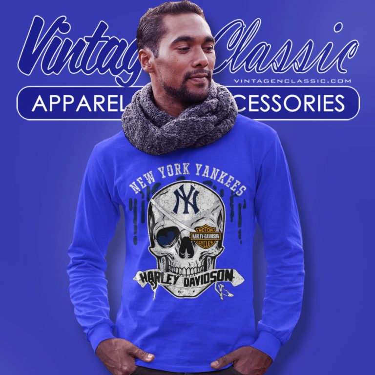 New York Yankees Harley Davidson Skull Long Sleeve Tee New York Yankees Harley Davidson Skull Long Sleeve Tee