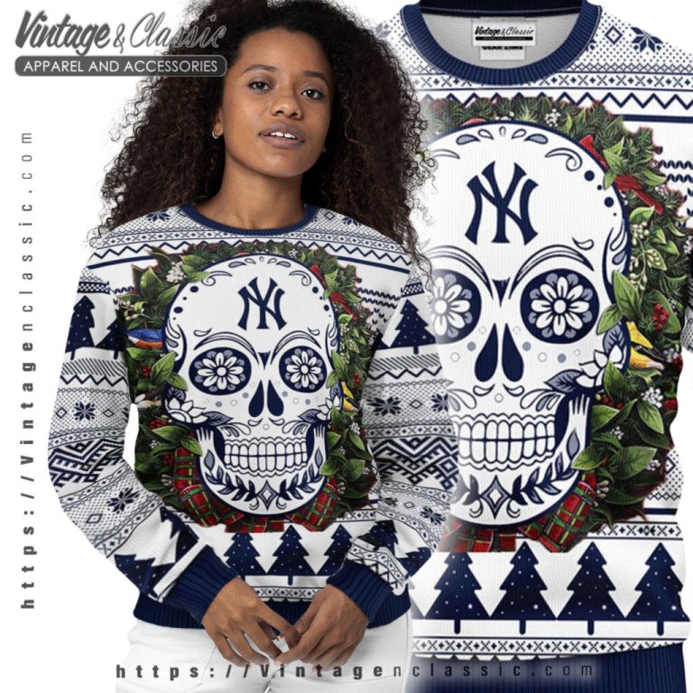 New York Yankees Skull Ugly Christmas Sweater Women Ugly Sweater New York Yankees Skull Ugly Christmas Sweater Women Ugly Sweater