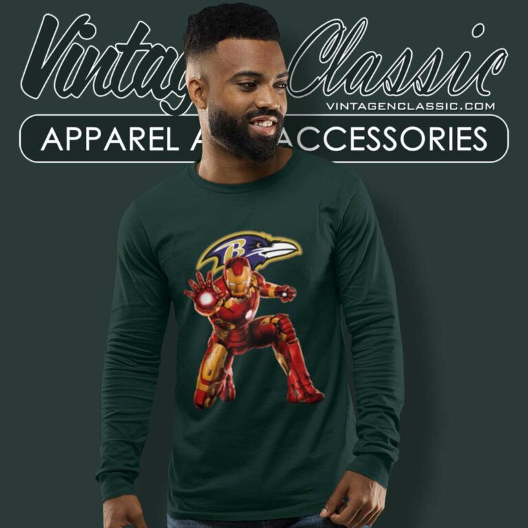 Nfl Baltimore Ravens Iron Man Comics Long Sleeve Tee Nfl Baltimore Ravens Iron Man Comics Long Sleeve Tee