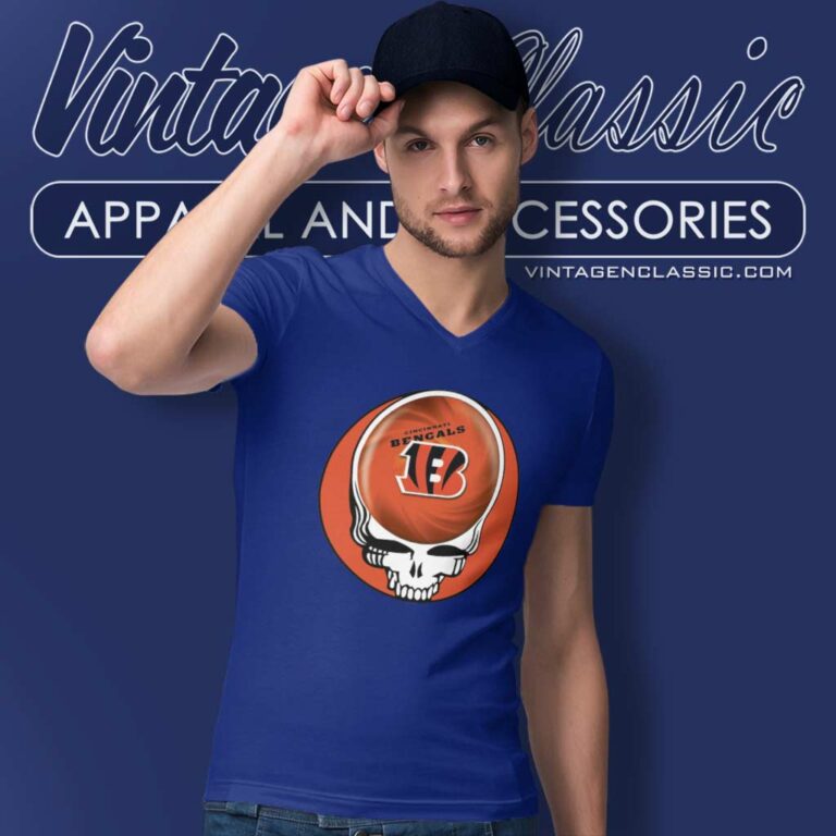 Nfl Bengals Skull Logo Grateful Dead V Neck TShirt Nfl Bengals Skull Logo Grateful Dead V Neck TShirt