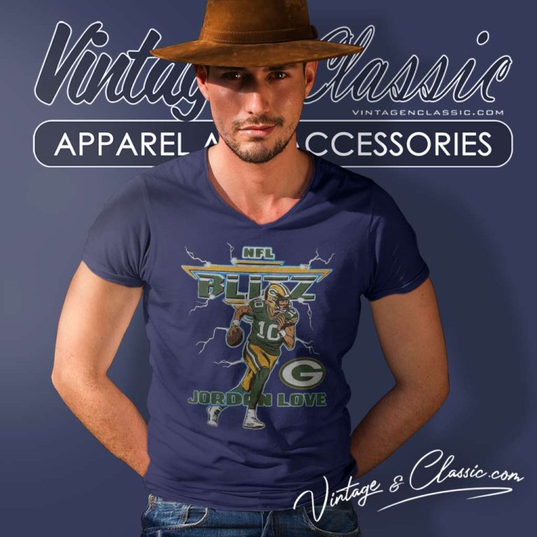 Nfl Blitz Packers Jordan Love V Neck TShirt Nfl Blitz Packers Jordan Love V Neck TShirt