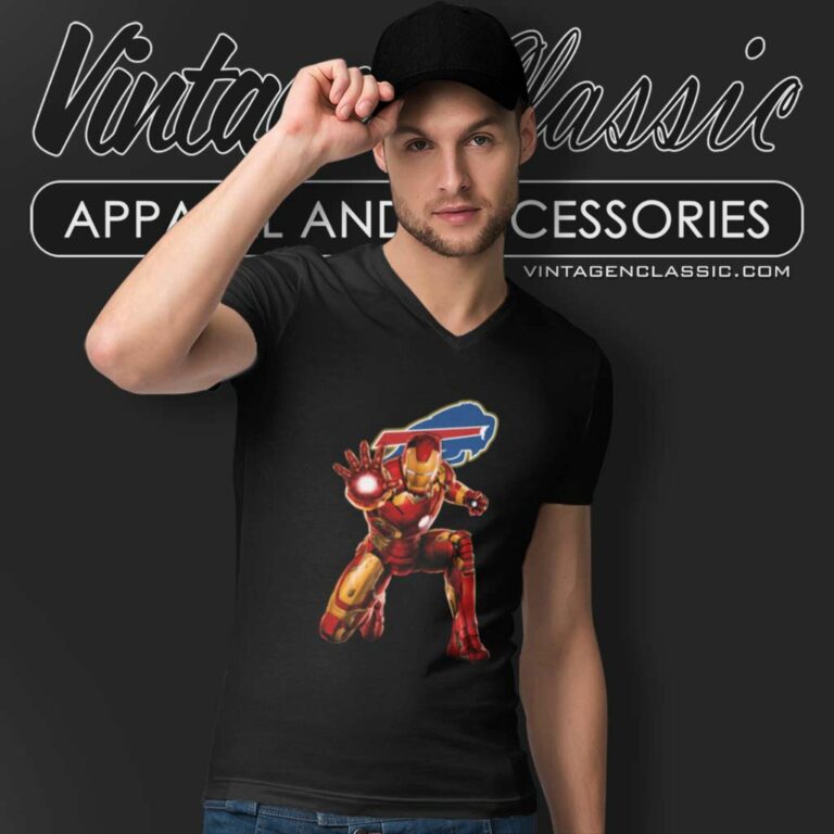 Nfl Buffalo Bills Iron Man Comics V Neck TShirt Nfl Buffalo Bills Iron Man Comics V Neck TShirt