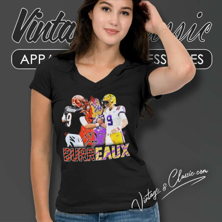 Nfl Burreaux Joe Burrow Signature V Neck TShirt Nfl Burreaux Joe Burrow Signature V Neck TShirt