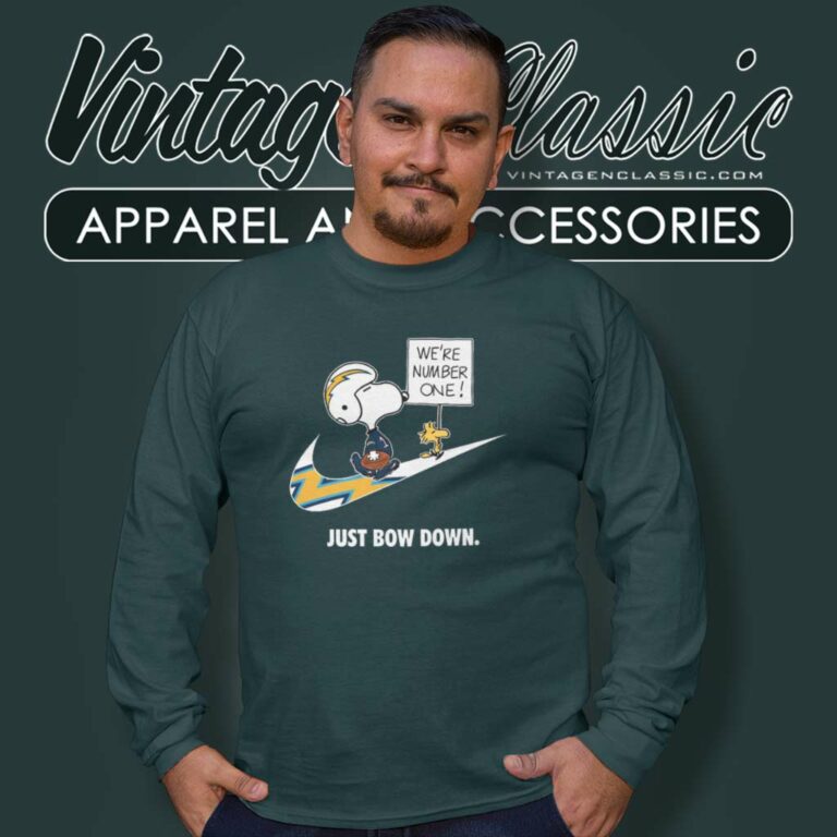 Nfl Chargers Snoopy Are Number One Shirt Nike Just Bow Down Long Sleeve Tee Nfl Chargers Snoopy Are Number One Shirt Nike Just Bow Down Long Sleeve Tee