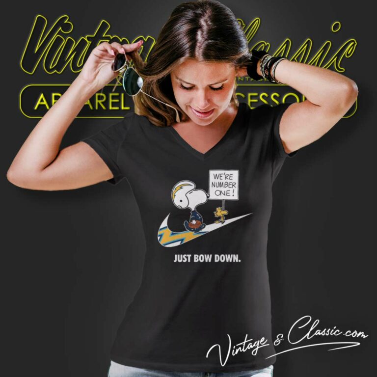 Nfl Chargers Snoopy Are Number One Shirt Nike Just Bow Down V Neck TShirt Nfl Chargers Snoopy Are Number One Shirt Nike Just Bow Down V Neck TShirt