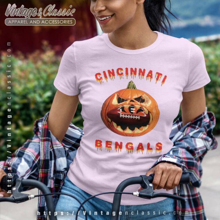 Nfl Cincinnati Bengals Halloween Pumpkin Women TShirt 1 Nfl Cincinnati Bengals Halloween Pumpkin Women TShirt 1