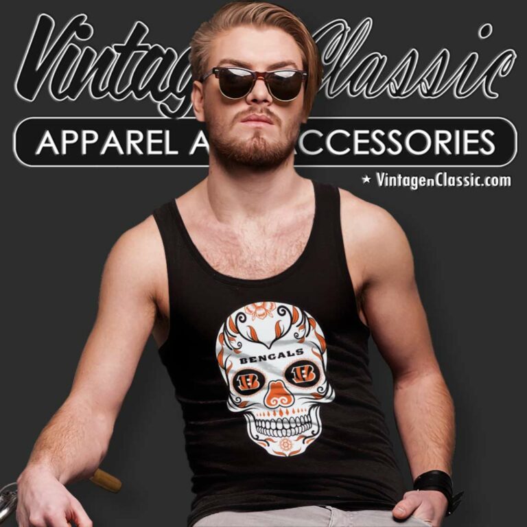 Nfl Cincinnati Bengals Sugar Skull Tank Top Racerback Nfl Cincinnati Bengals Sugar Skull Tank Top Racerback