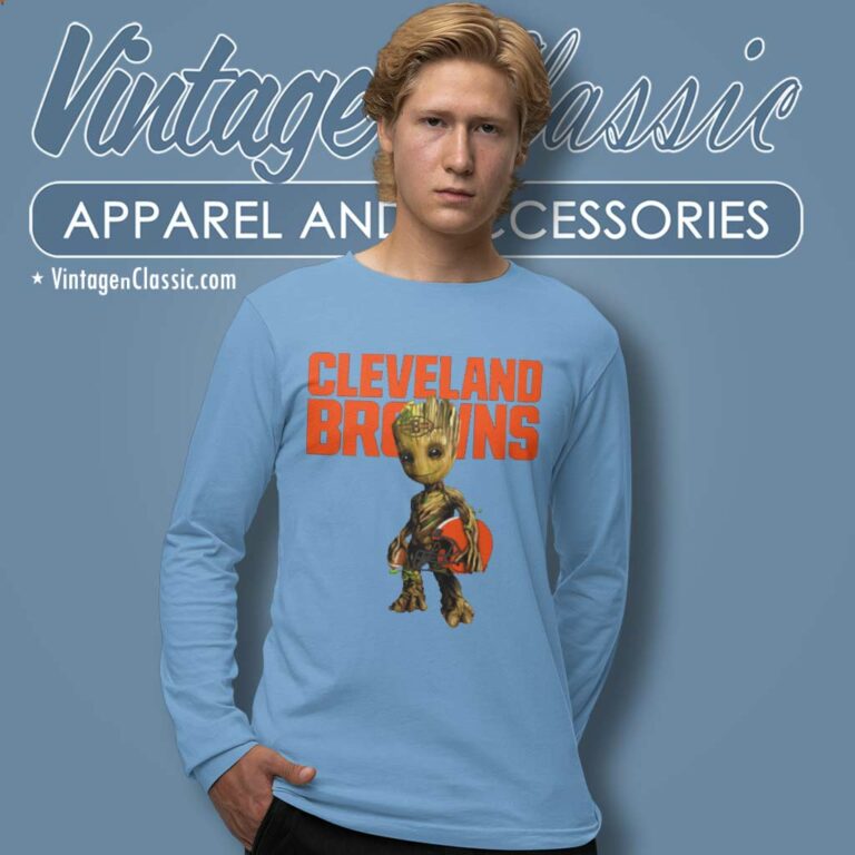 Nfl Cleveland Browns Groot Marvel Long Sleeve Tee Nfl Cleveland Browns Groot Marvel Long Sleeve Tee
