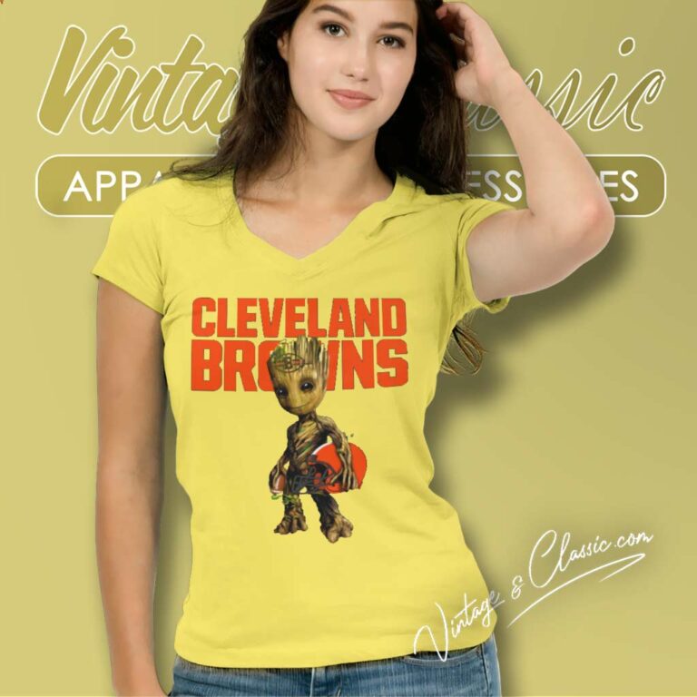 Nfl Cleveland Browns Groot Marvel V Neck TShirt Nfl Cleveland Browns Groot Marvel V Neck TShirt
