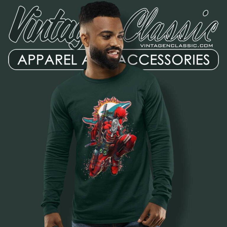 Nfl Miami Dolphins Deadpool Long Sleeve Tee Nfl Miami Dolphins Deadpool Long Sleeve Tee
