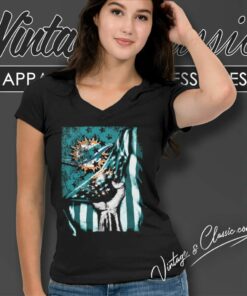 Nfl Miami Dolphins Flag V Neck TShirt