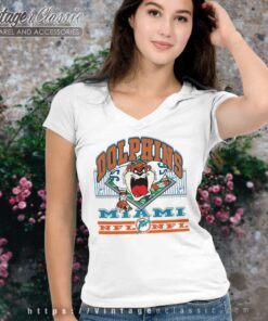 Nfl Miami Dolphins Looney Tunes Taz V Neck TShirt