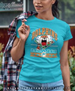 Nfl Miami Dolphins Looney Tunes Taz Women TShirt