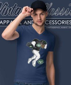 Nfl New York Jets Stiff Arm Green V Neck TShirt