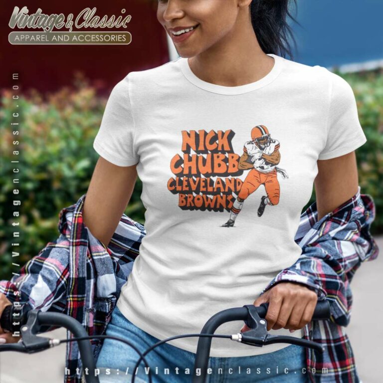 Nfl Nick Chubb Cleveland Browns Homage Caricature Player Tri Blend Women TShirt Nfl Nick Chubb Cleveland Browns Homage Caricature Player Tri Blend Women TShirt