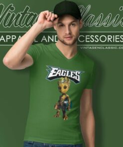 Nfl Philadelphia Eagles Groot Marvel Shirt 5 Nfl Philadelphia Eagles Groot Marvel V Neck TShirt