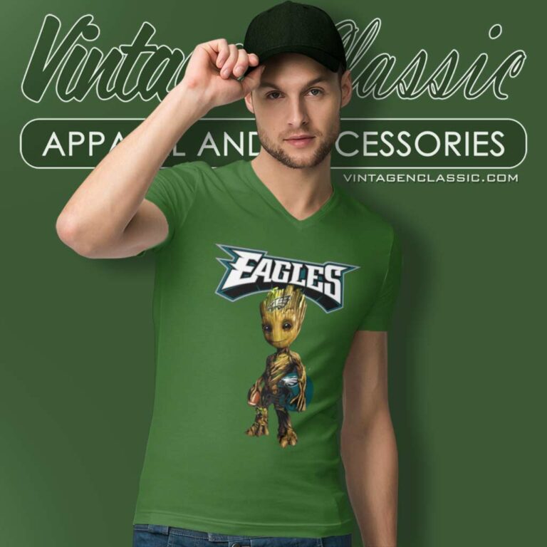 Nfl Philadelphia Eagles Groot Marvel V Neck TShirt Nfl Philadelphia Eagles Groot Marvel V Neck TShirt