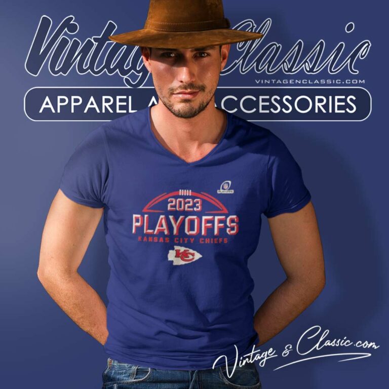 Nfl Playoffs Kansas City Chiefs Logo 2023 2024 V Neck TShirt Nfl Playoffs Kansas City Chiefs Logo 2023 2024 V Neck TShirt