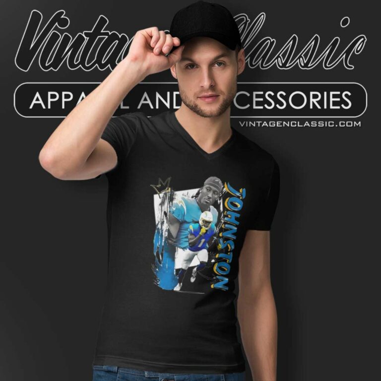 Nfl Quentin Johnston Chargers Number 1 V Neck TShirt Nfl Quentin Johnston Chargers Number 1 V Neck TShirt