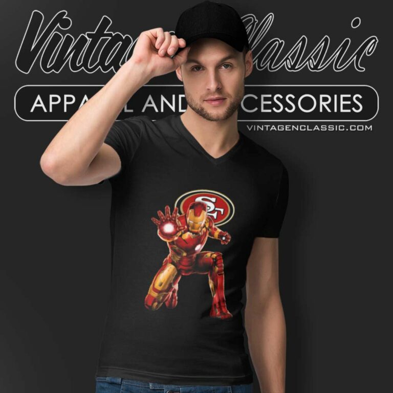 Nfl San Francisco 49ers Iron Man Comics V Neck TShirt Nfl San Francisco 49ers Iron Man Comics V Neck TShirt