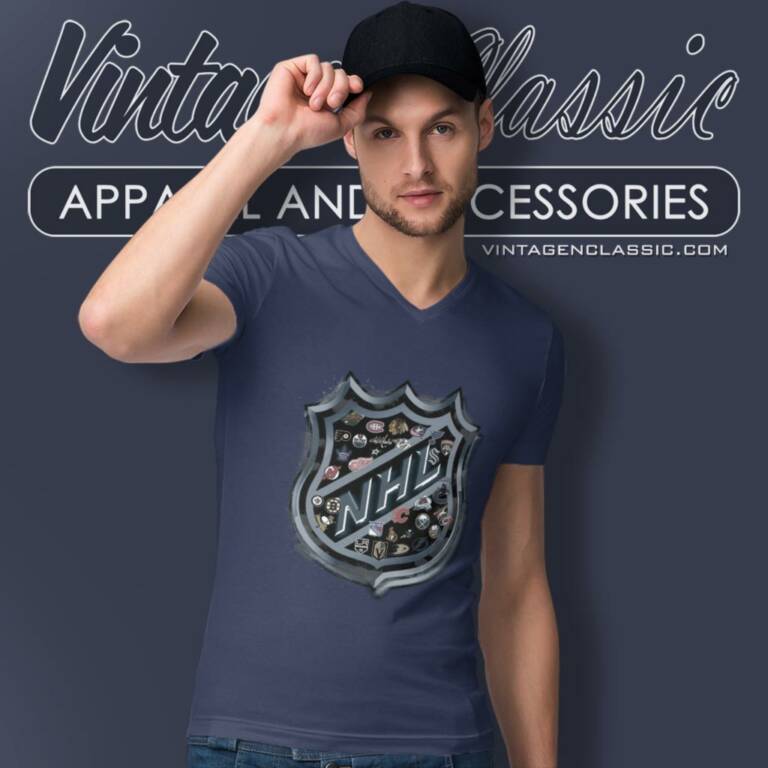 Nhl 31 Teams Black Logos Hockey Vegas Golden Knights Shield Boy V Neck TShirt Nhl 31 Teams Black Logos Hockey Vegas Golden Knights Shield Boy V Neck TShirt