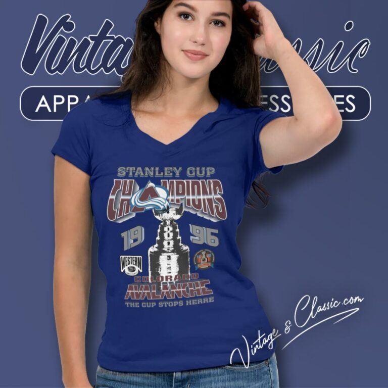 Nhl Colorado Avalanche Stanley Cup Champions 1996 V Neck TShirt Nhl Colorado Avalanche Stanley Cup Champions 1996 V Neck TShirt