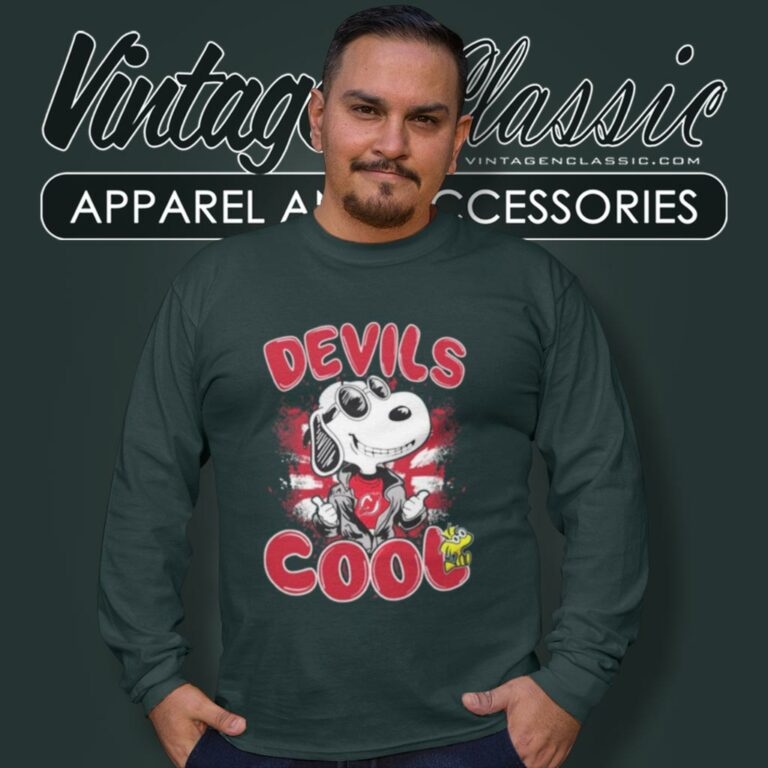 Nhl Hockey New Jersey Devils Cool Snoopy Long Sleeve Tee Nhl Hockey New Jersey Devils Cool Snoopy Long Sleeve Tee