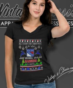 Nhl Ny Rangers All I Want For Christmas Is You V Neck TShirt
