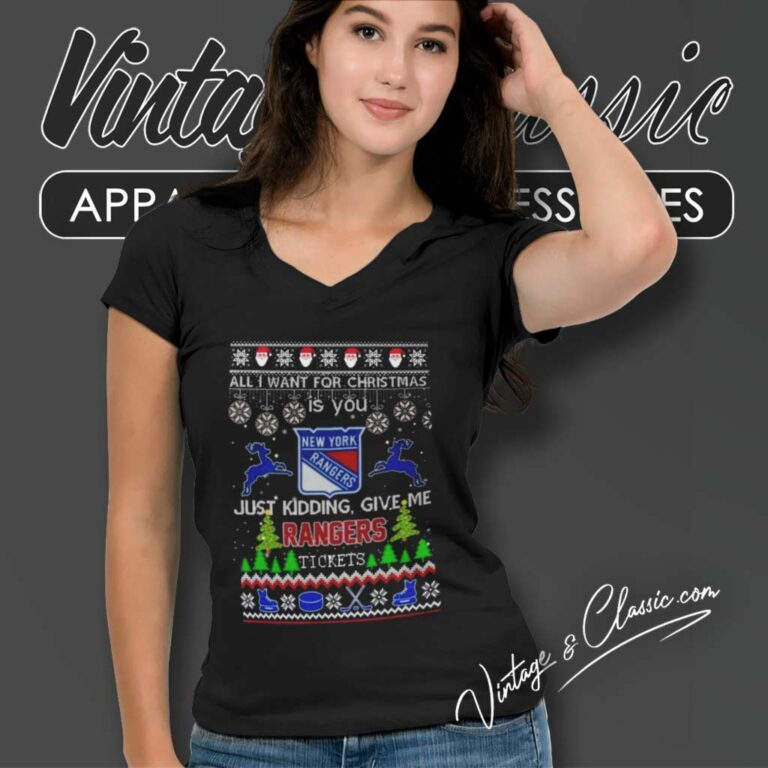Nhl Ny Rangers All I Want For Christmas Is You V Neck TShirt Nhl Ny Rangers All I Want For Christmas Is You V Neck TShirt