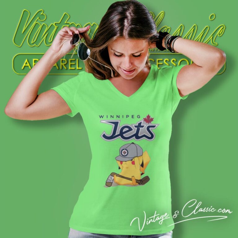 Nhl Pikachu Hockey Sports Winnipeg Jets V Neck TShirt Nhl Pikachu Hockey Sports Winnipeg Jets V Neck TShirt