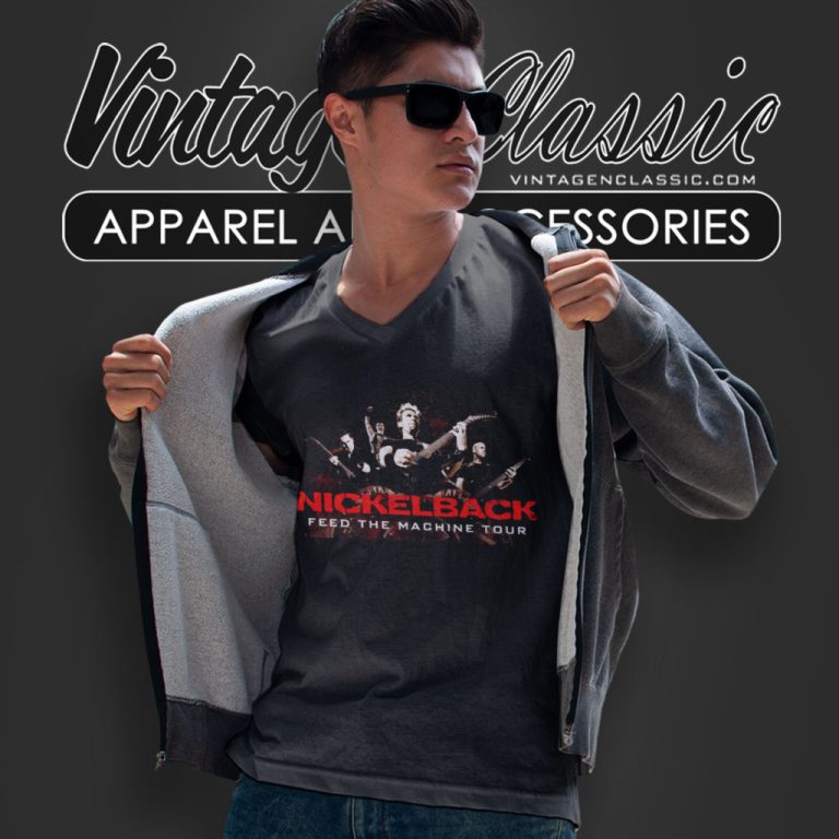 Nickelback Shirt Feed The Machine Tour V Neck TShirt Nickelback Shirt Feed The Machine Tour V Neck TShirt