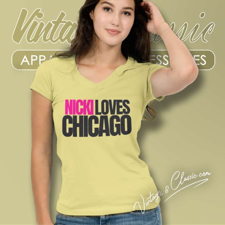 Nicki Loves Chicago Shirt Pink Friday 2 Tour 2024 V Neck TShirt Nicki Loves Chicago Shirt Pink Friday 2 Tour 2024 V Neck TShirt