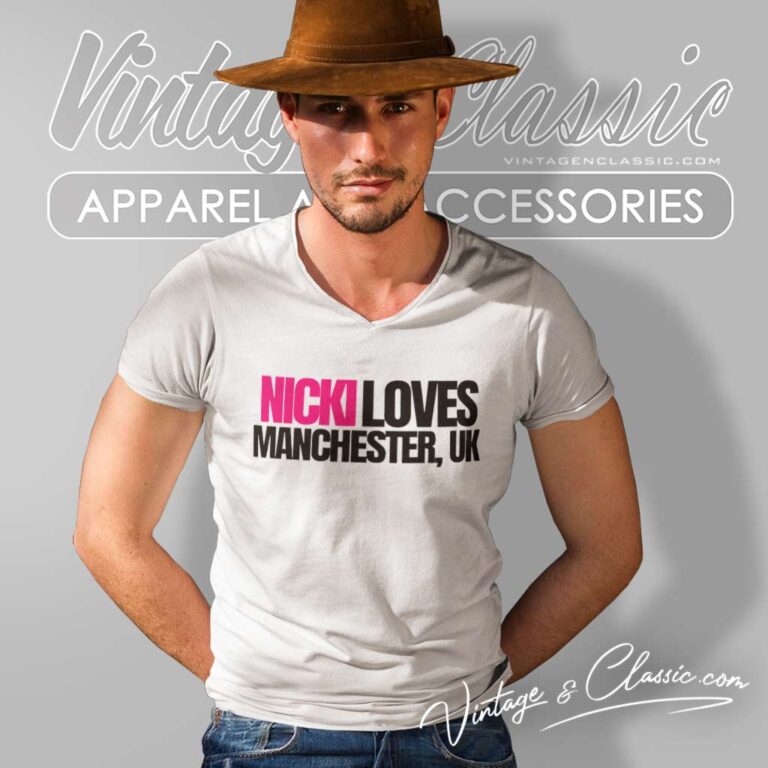 Nicki Loves Manchester Shirt Pink Friday 2 Tour 2024 V Neck TShirt Nicki Loves Manchester Shirt Pink Friday 2 Tour 2024 V Neck TShirt