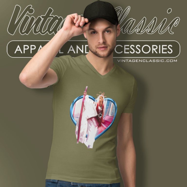 Nicki Minaj Heart Frame Pink Friday 2 V Neck TShirt Nicki Minaj Heart Frame Pink Friday 2 V Neck TShirt
