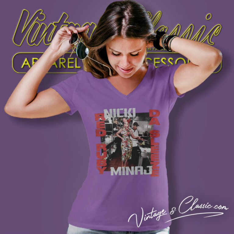 Nicki Minaj Red Ruby Da Sleeze V Neck TShirt Nicki Minaj Red Ruby Da Sleeze V Neck TShirt
