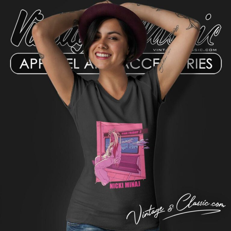 Nicki Minaj Shirt Merch Pink Friday 2 Lo Fi Cover V Neck TShirt Nicki Minaj Shirt Merch Pink Friday 2 Lo Fi Cover V Neck TShirt