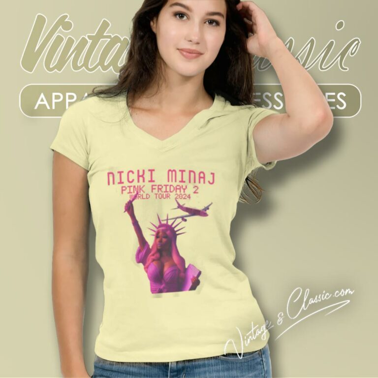 Nicki Minaj Shirt Pink Friday 2 Gag City World Tour 2024 V Neck TShirt Nicki Minaj Shirt Pink Friday 2 Gag City World Tour 2024 V Neck TShirt