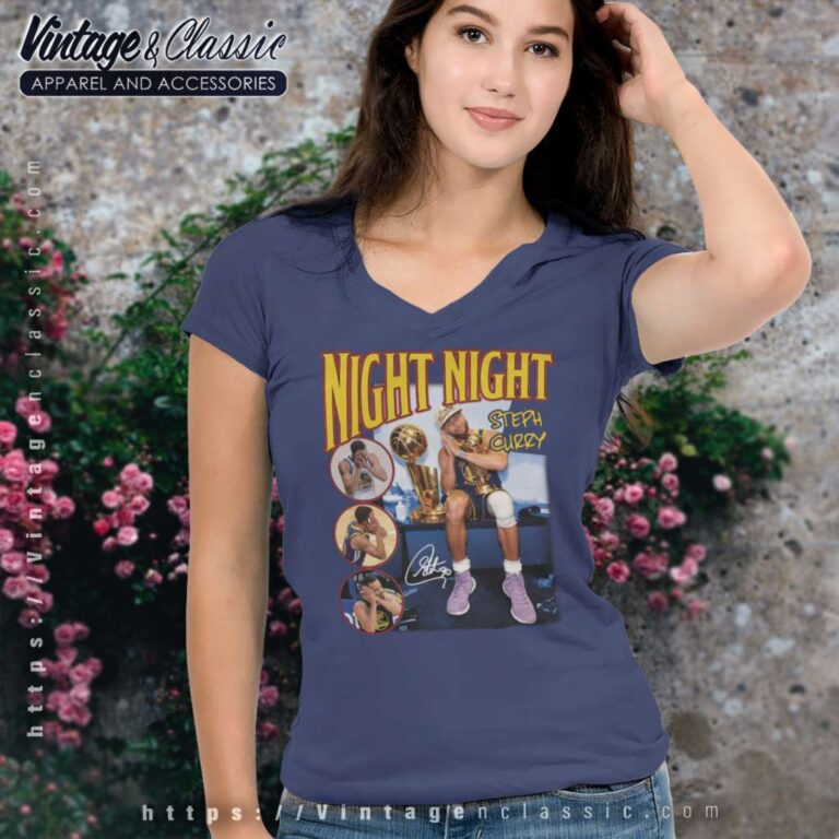 Night Night Steph Curry Signatue V Neck TShirt Night Night Steph Curry Signatue V Neck TShirt