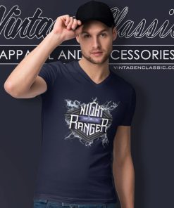 Night Ranger Lightning Logo V Neck TShirt