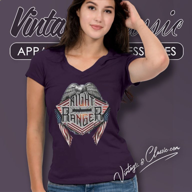 Night Ranger Usa Eagle V Neck TShirt Night Ranger Usa Eagle V Neck TShirt
