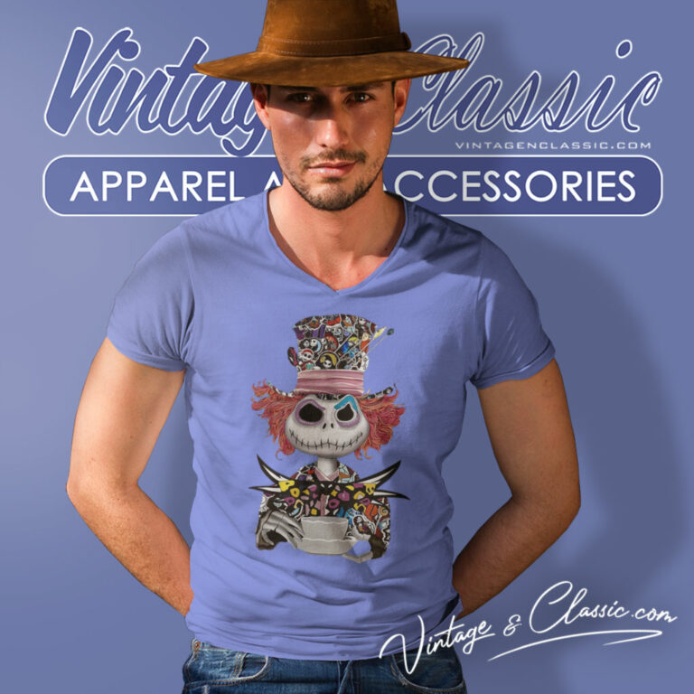 Nightmare Before Christmas Mad Hatter V Neck TShirt Nightmare Before Christmas Mad Hatter V Neck TShirt