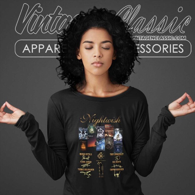 Nightwish Shirt Worldwide Music Band Fans Members Signature Long Sleeve Tee Nightwish Shirt Worldwide Music Band Fans Members Signature Long Sleeve Tee