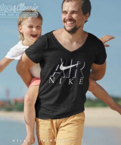 Nike Air Swoosh Logo Vintage V Neck TShirt