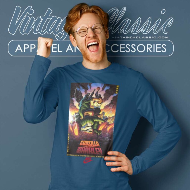 Nike Charles Barkley Vs Godzilla 90s Long Sleeve Tee Nike Charles Barkley Vs Godzilla 90s Long Sleeve Tee