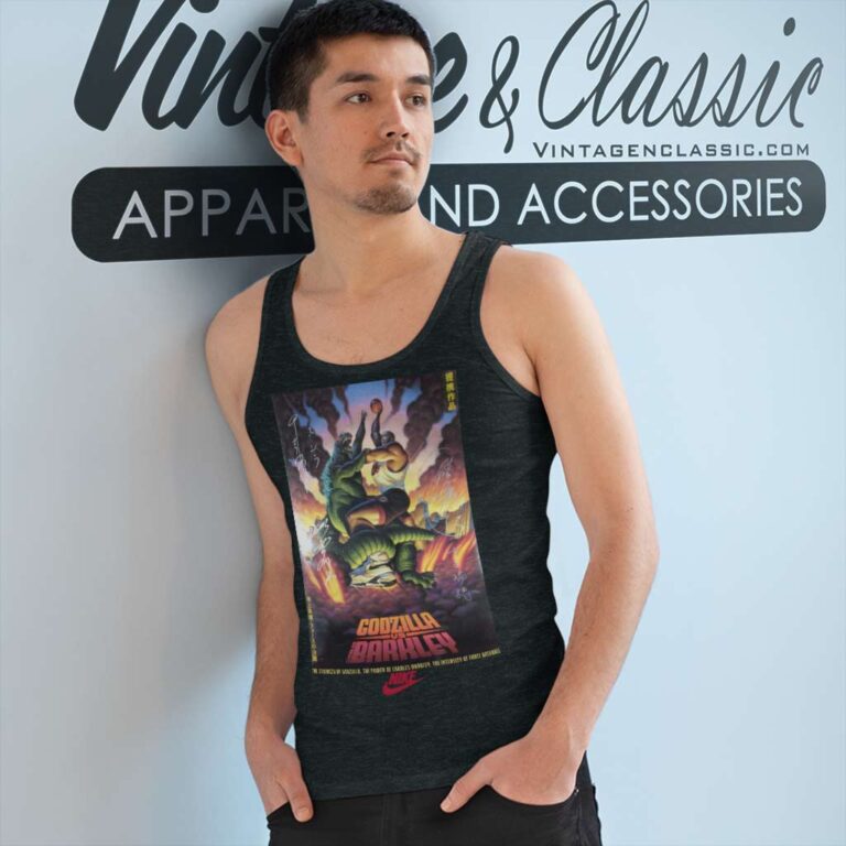 Nike Charles Barkley Vs Godzilla 90s Tank Top Racerback Nike Charles Barkley Vs Godzilla 90s Tank Top Racerback