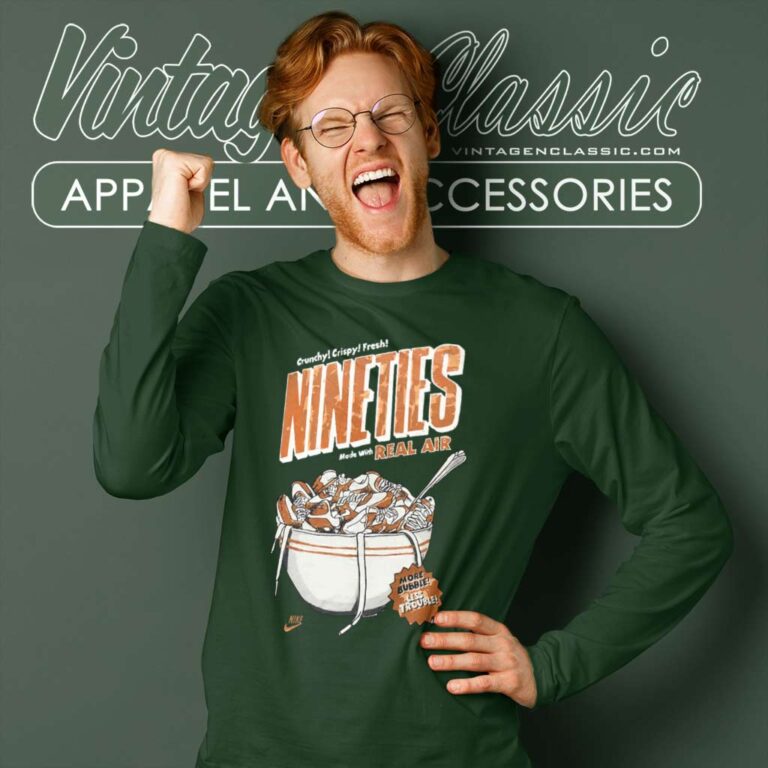 Nike Crunchy Crispy Fresh Nineties Made With Real Air Sports Long Sleeve Tee Nike Crunchy Crispy Fresh Nineties Made With Real Air Sports Long Sleeve Tee